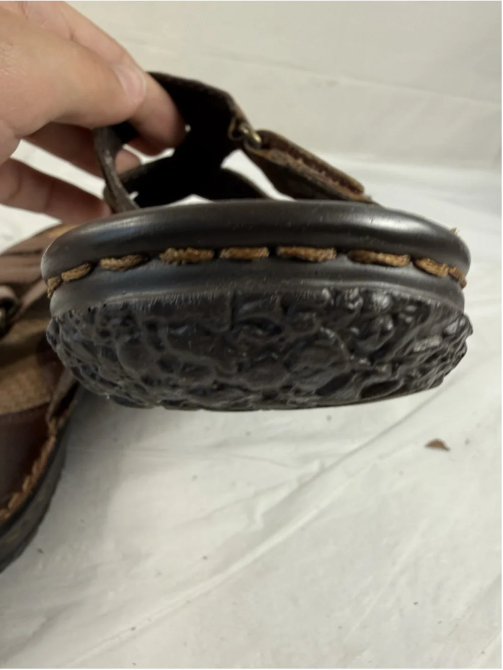 Born Women's Brown Leather Open-Toe Slide Sz 7M
